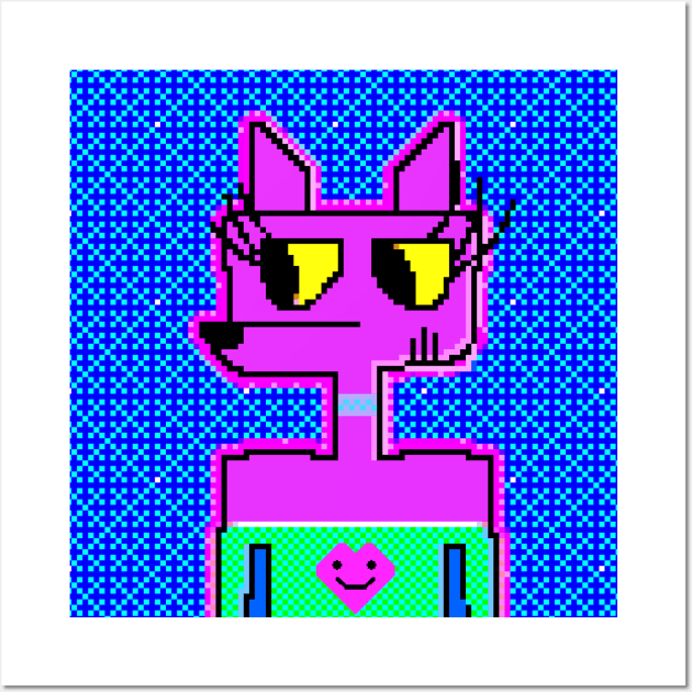 Pixel Pink Dog Wall Art by chowlet